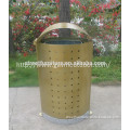 Metal and stone trash receptacle outdoor litter bin
